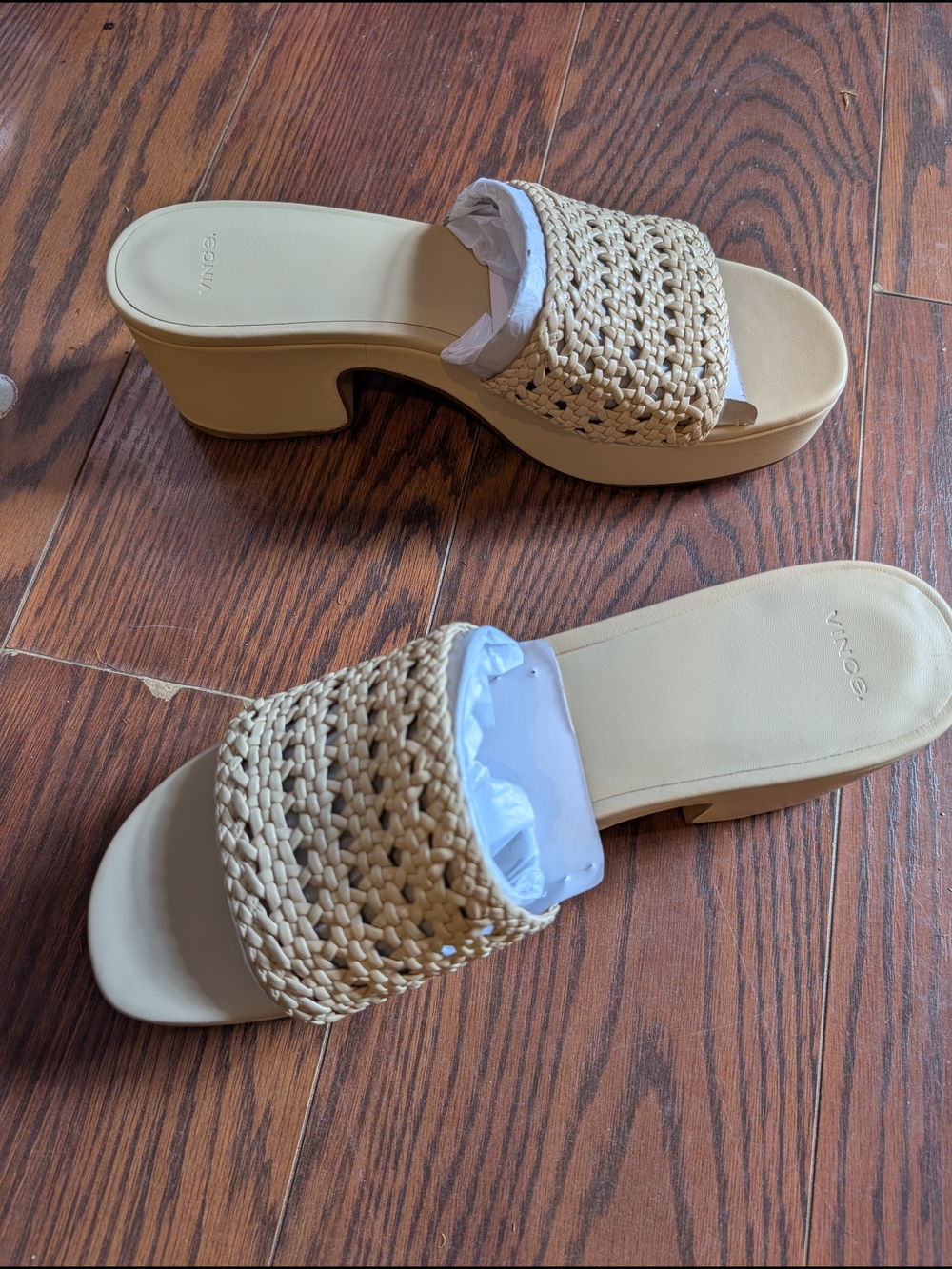 Vince Margo Woven Platform Mules Beige US 10 New Box Spring Summer 90s Y2K Boho - Picture 3 of 8